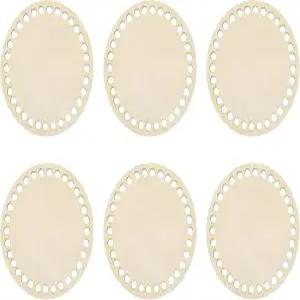 6PCS 나무 바구니 바닥 지름 4인치 코바늘 뜨개질 미완성 목재 원형 빈 직조 베이스 DIY 공예품 제작 용품