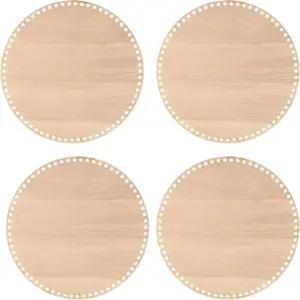 PATIKIL 4인치 지름 코바늘 바구니 바닥 DIY 공예 직조 제작을 위한 둥근 뜨개질 나무 받침대 집 장식