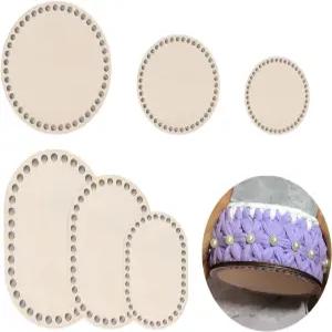 나무 바구니 바닥 DIY 직조 공예 홈 데코를 위한 6가지 크기의 원형 및 타원형 솔리드 빈 코바늘 뜨개질