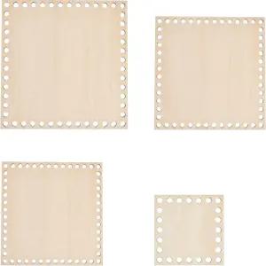 PH PandaHall 4 사이즈 크로셰 바구니 바닥 사각 나무 10/15/17/20cm 베이스 가방 셰이퍼 뜨개질 실을 짜는