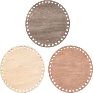 PH PandaHall 3가지 색상의 뜨개질용 나무 바구니 바닥 7.8인치 원형 크로셰 DIY 직조 공예 홈 데코용 대형