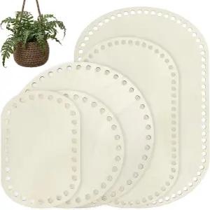 5PCS 크로셰 바구니 베이스 5사이즈 타원형 원목 바닥 빈 만들기 DIY 공예 직조 용품 홈 데코레이션