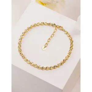 오벨리 14K 18K 컷팅 플랫 팔찌 고급 뱅글 테니스 납작 금 볼팔찌