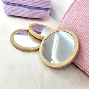 휴대용 원형 우드 손거울