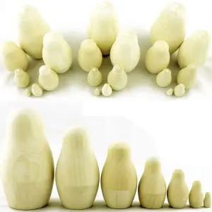 마트료쉬카 둥지 인형 바부쉬카 빈칸 페인트칠하지 않은 세트 수제 기념품 선물 수공예품 (3팩)