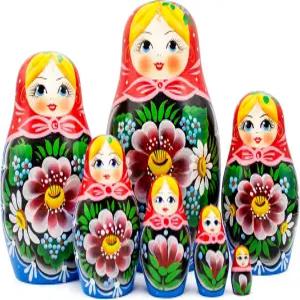 AEVVV 네스팅 인형 세트 7개 꽃을 든 바부쉬카 장미 수제 마트료쉬카 홈 데코 무네카스 루사스
