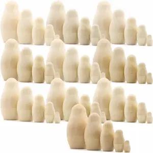 AEVVV 10개 세트 5개 빈 나무 둥지 인형 DIY 프로젝트를 위한 페그 피플 예술 및 공예를 미완성 목재