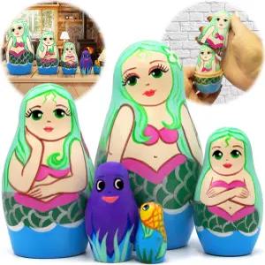 인어공주 둥지 인형 5개 인어 마트료쉬카