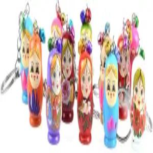 토이비안 12PCS 네스팅 인형 열쇠고리 나무 마트료시카 매력