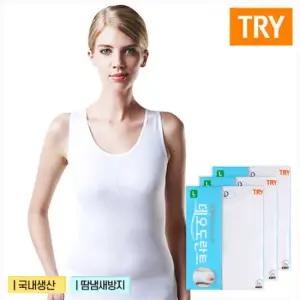 [TRY] 여성 데오도란트 조끼 런닝 국내생산 코튼 땀냄새방지 여자런닝 3매세트