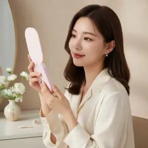 접이식 휴대용 손거울 파우치 미니 거울 화장 수정용 소형 메이크업