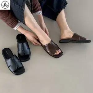 [애슬릿] 사무실 슬리퍼 발편한 소가죽 레더 데일리 회사 봄