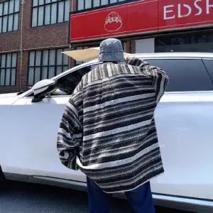 남사친 니트 춘추 캐주얼 빈티지 배색 스트라이프 스웨터 카디건 패피3