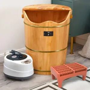 훈증 족욕통 안마 지압 습식 50cm 쑥팩 빈통 편백나무 스팀 쑥팩 원목뚜껑