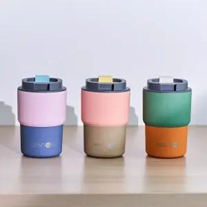 아소부 세라믹코팅 이중진공 스텐 보온보냉 텀블러 퓨라믹 커피익스프레스 파스텔 360ml