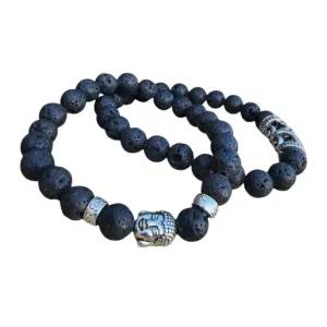 불교염주 화산석 원석 부처님 남자 커플 팔찌 세트 염주 우드 나무 선물 종교 패션 목걸이