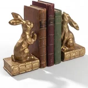 타투오 2개 장식용 토끼 책꽂이 부활절 선물 무거운 책에는 동물 스토퍼 리트리버 동상 애호가 홈 책장에는
