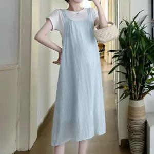 아레니아 임산부 원피스 여름 민소매 임부복 비치 엄마 룩 여성 롱 휴양지 중년 루즈핏 K1828끈나시 바캉스