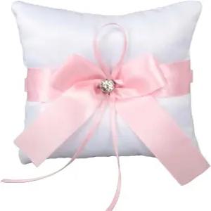 카빌록 웨딩 링 베개 스퀘어 5.51X5.51인치 부드러운 쿠션 베어러 세레모니 로맨틱 데코