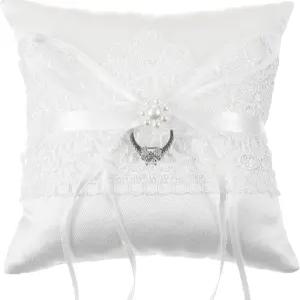 노게키 링 베어러 베개 진주가 달린 웨딩 레이스 결혼식 파티 기념일용 스타일