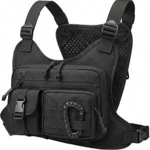 남성용 전술 가슴 가방 - 러닝 조끼 휴대폰 홀더 및 운동 장비 헬스장 하이킹 자전거 타기 스키를 위한