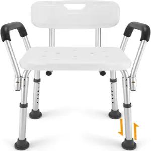 내부 샤워를 위한 타베케 의자 등받이 및 패딩 팔걸이가 있는 튼튼한 높이 조절 가능한 벤치 욕조 노인