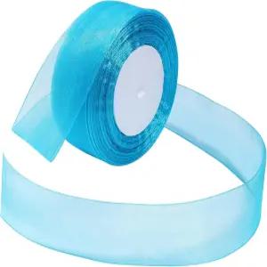 선물 포장용 레이크 블루 리본 꽃다발용 1.5인치 시어 오르간자 결혼식 초대장용 툴레 쉬폰 크리스마스