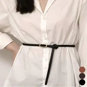 타원버클 얇은 벨트 원피스 합성 골드 레더 셔츠 여성