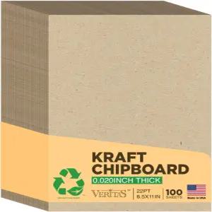 WritePad 칩보드 시트 8.5 x 11 100장 22pt 크래프트 보드 공예 DIY 프로젝트 스크랩북 및 패키징을 위한