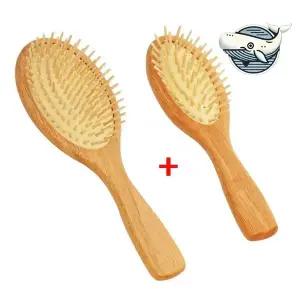 자연원목 헤어브러쉬 두께감 있는 타원형 대소