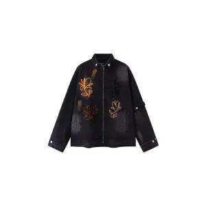 남자재킷 데님 레터링그래피티 찢청 반 슬림핏 칼라 재킷 코트 원템1