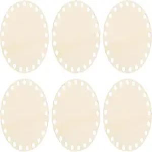 PATIKIL 4인치 지름 코바늘 바구니 바닥 6개의 원형 빈 뜨개질 나무 받침대 DIY 공예 직조 제작 용품 홈