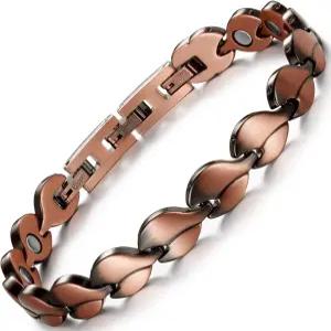 RainSo 여성용 마그네틱 팔찌 99.9 순동 손목밴드 하트 모양 디자인 3개의 스마트 버클과 8.26 * 0.31인치