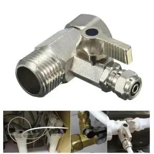 1개 RO 급수 어댑터 1/2인치에서 1/4인치로 변환 셧오프 볼 밸브 수도꼭지 포함 역삼투압 티 B 냉온수 튜브