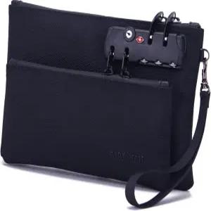 자물쇠가 달린 머니백 더블 레이어 남녀 잠금 액세서리 파우치 뱅크백 여권 공증 용품 귀중품 보관 가방