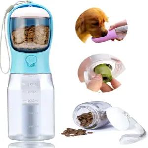 음식 용기가 있는 아벨로라 반려견 물병 야외 산책 하이킹 여행용 휴대용 물 디스펜서 강아지 필수품 용품