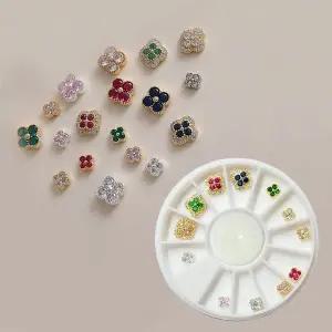 네일아트 럭셔리 지르콘 네잎클로버 파츠 12p 세트