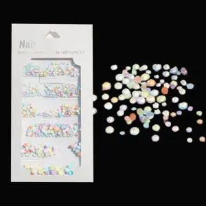 네일아트 얼음 유리 파스텔컬러 믹스 원형 플렛 스톤