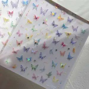 네일아트 은은한 컬러감 홀로그램 나비 엠보 스티커