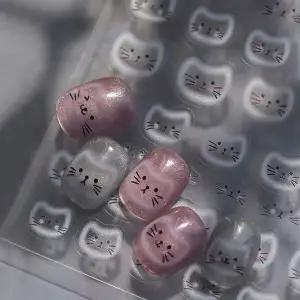 네일아트 귀여운 냥이 고양이 얼굴 자석네일형 스티커