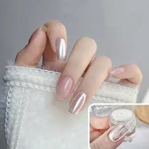 네일아트 블링 아이스 샤인 화이트 실버 미러파우더