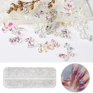 [셀러에이드]네일아트 오로라 리본 파츠 36p 세트 젤리 유리스톤