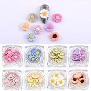 [셀러에이드]네일아트 컬러 데이지 플라워 파츠 8종 각 5p 세트
