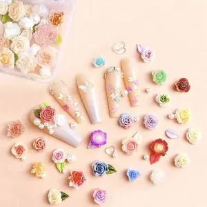 [셀러에이드]네일아트 플라워 믹스스톤 장미꽃 진주 24칸 세트 2종