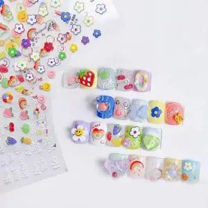 [콩심팥심]네일아트 5D 리얼 엠보 스티커 과일 리본 스마일 하트