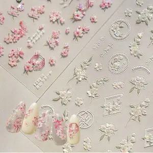 네일아트 블링블링 동양풍 봄꽃네일 엠보 스티커 2종