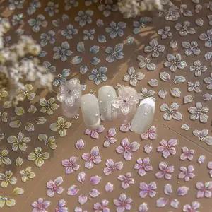 네일아트 오로라빛 봄꽃꾸미기 벚꽃 엠보 스티커 5종