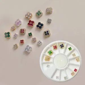 네일아트 럭셔리 지르콘 네잎클로버 파츠 12p 세트