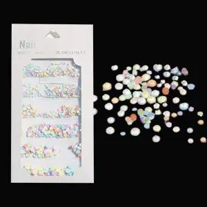 네일아트 얼음 유리 파스텔컬러 믹스 원형 플렛 스톤