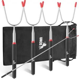 UNCO 마시멜로 로스팅 스틱 4개 34인치 단열 손잡이가 있는 확장 가능한 스테인리스 스틸 스모어 불